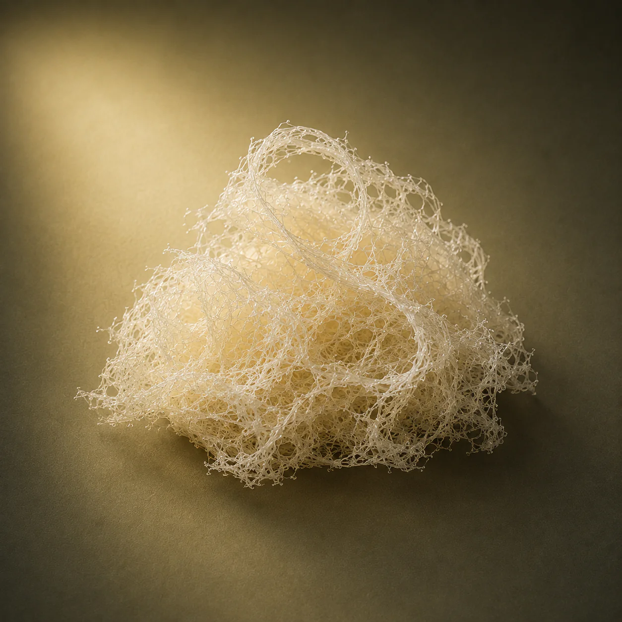 Loose EvoGraft DBM cortical fibers showing their interconnected material structure