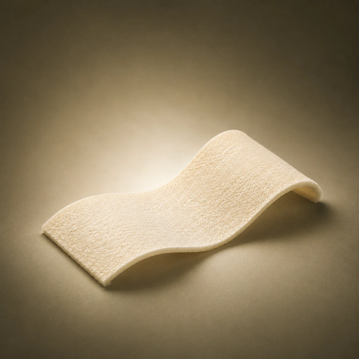 EvoDerm acellular dermal matrix sheet showing flexible surgical handling